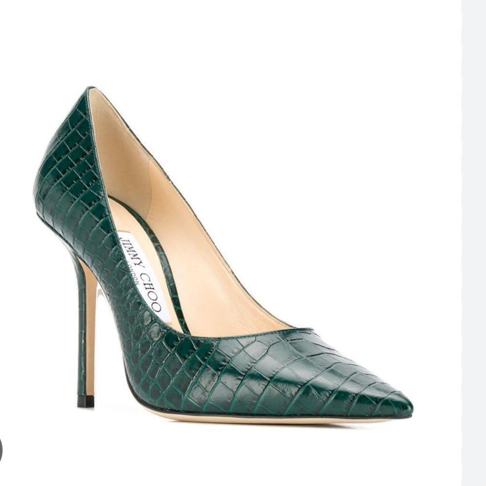 NEW never worn Jimmy Choo Green Croc Embossed Love Heels